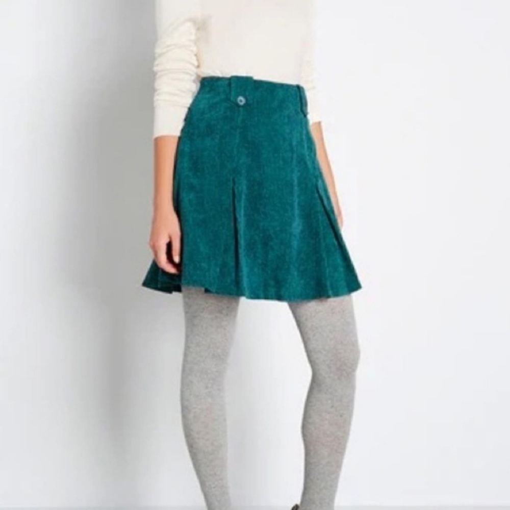Modoth teal perky participant courdouroy skirt sz 24